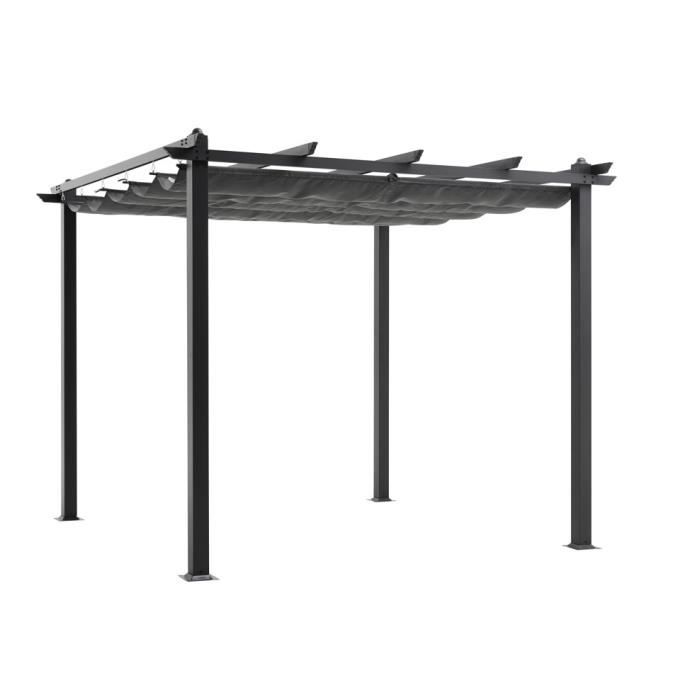 Pergola en aluminium 3x3m Gris Achat / Vente