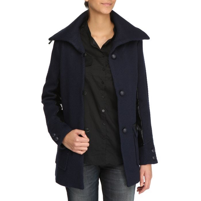 LAKLOOK Caban Femme Marine et noir   Achat / Vente MANTEAU   CABAN