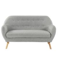 CANAPÉ - SOFA - DIVAN HILDA Canapé droit fixe 2 places - Tissu gris - Sc CANAPÉ - SOFA - DIVAN HILDA Canapé droit fixe 2 places - Tissu gris - Sc