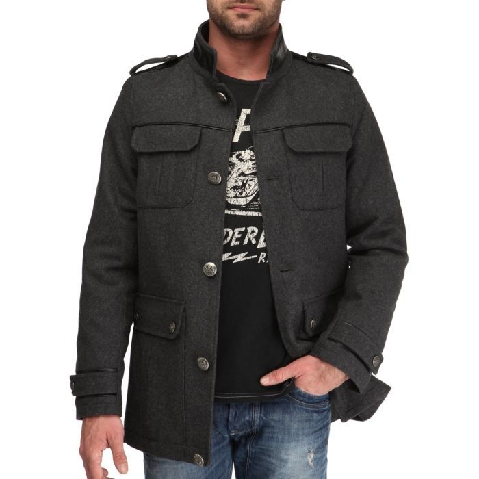 TRAXX Manteau Homme Gris   Achat / Vente MANTEAU   CABAN T TRAXX