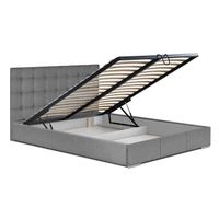 STRUCTURE DE LIT FINLANDEK Lit coffre adulte ORVO en tissu gris - C STRUCTURE DE LIT FINLANDEK Lit coffre adulte ORVO en tissu gris - C