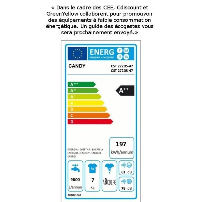  CST 272DS-47 - Lave linge top - 7 kg - 1200 tours1