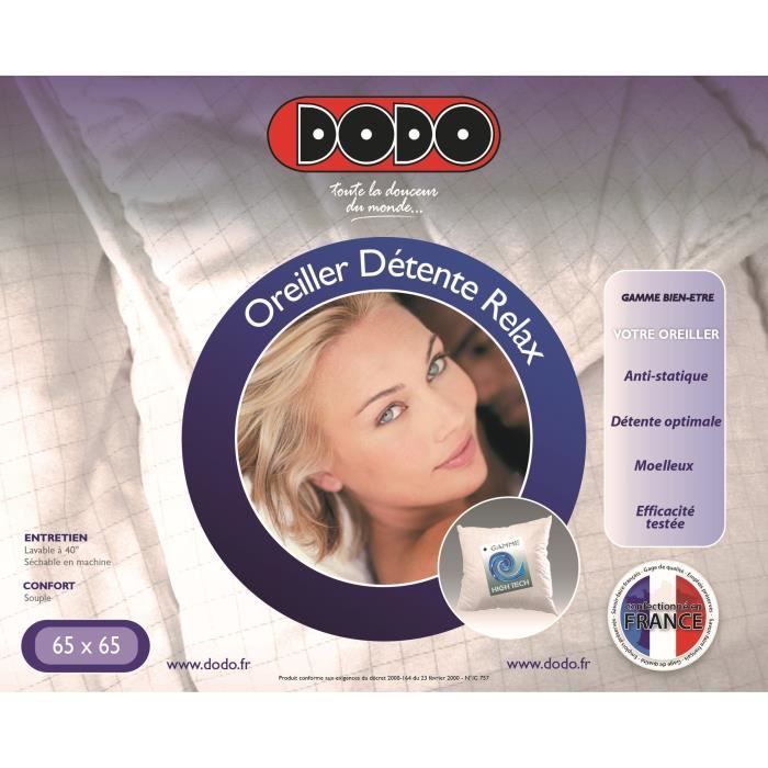 DODO Oreiller Anti Stress 65X65cm   Achat / Vente OREILLER   TRAVERSIN