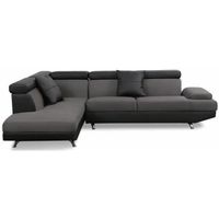 CANAPÉ - SOFA - DIVAN SCOOP Canapé d'angle gauche 4 places - Tissu gris CANAPÉ - SOFA - DIVAN SCOOP Canapé d'angle gauche 4 places - Tissu gris