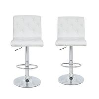 TABOURET DE BAR CHESTER Lot de 2 tabourets de bar - Simili blanc - TABOURET DE BAR CHESTER Lot de 2 tabourets de bar - Simili blanc -