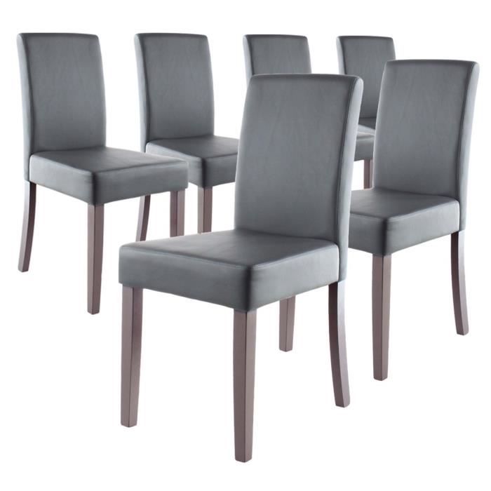 CLARA Lot de 6 Chaises de salle à manger grises  Achat / Vente chaise