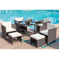 SALON DE JARDIN Salon de jardin Carioca 4 fauteuils et 2 poufs en SALON DE JARDIN Salon de jardin Carioca 4 fauteuils et 2 poufs en