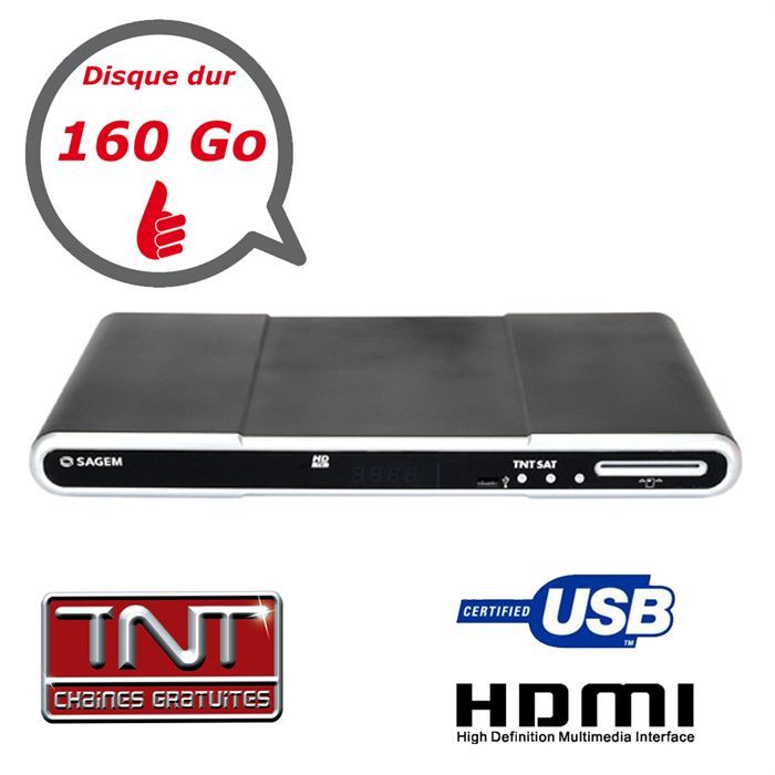 Récepteur TNT SAT   HD   Disque Dur 160 Go   Double Tuner   Sortie