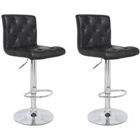 TABOURET DE BAR CHESTER Lot de 2 tabourets de bar - Simili noir - TABOURET DE BAR CHESTER Lot de 2 tabourets de bar - Simili noir -