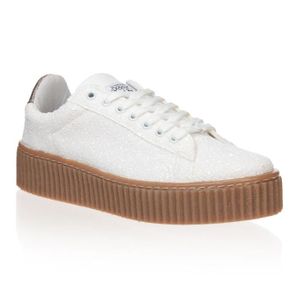 Le Temps des Cerises Talys - Baskets en Cuir Blanches a Paillettes - Femme Vert - Chaussures Baskets basses Femme Le Temps des Cerises Talys - Baskets en Cuir Blanches a Paillettes - Femme Vert - Chaussures Baskets basses Femme