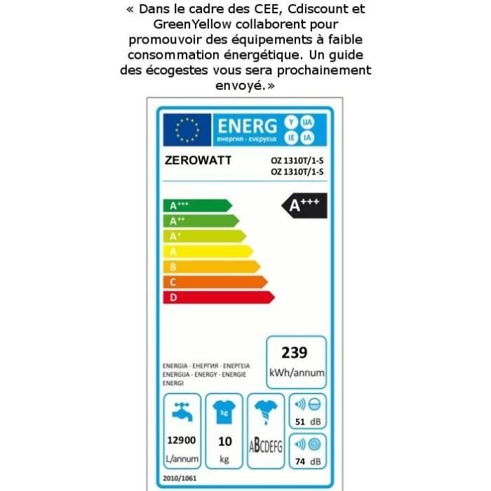  OZ130T-1-S - Lave linge frontal - 10 kg - 13001