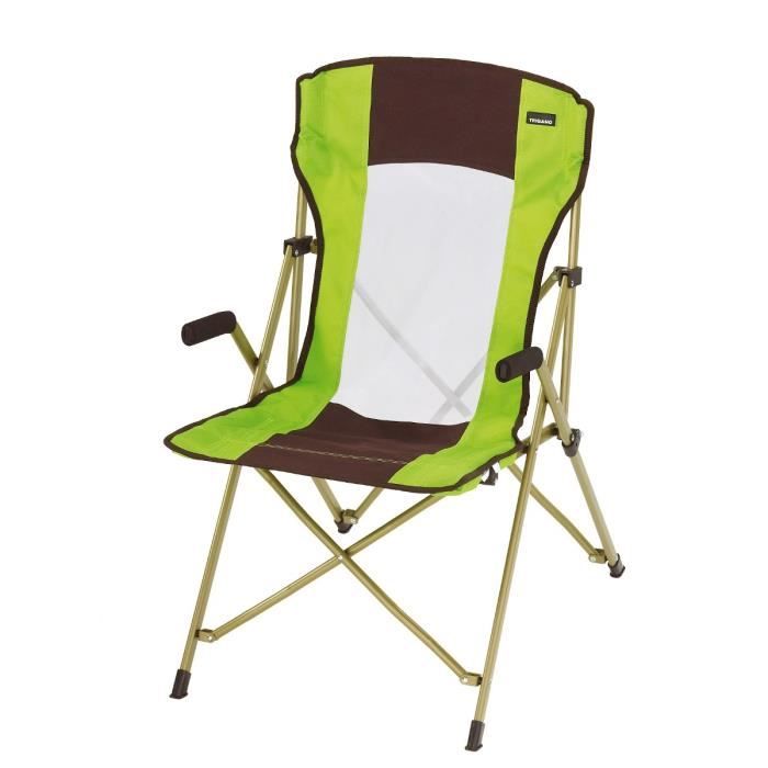 Coloris  chocolat/vert. Fauteuil tension TRIGANO avec accoudoirs en