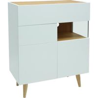 BUFFET - BAHUT FIARO Buffet contemporain blanc avec pieds en bois BUFFET - BAHUT FIARO Buffet contemporain blanc avec pieds en bois
