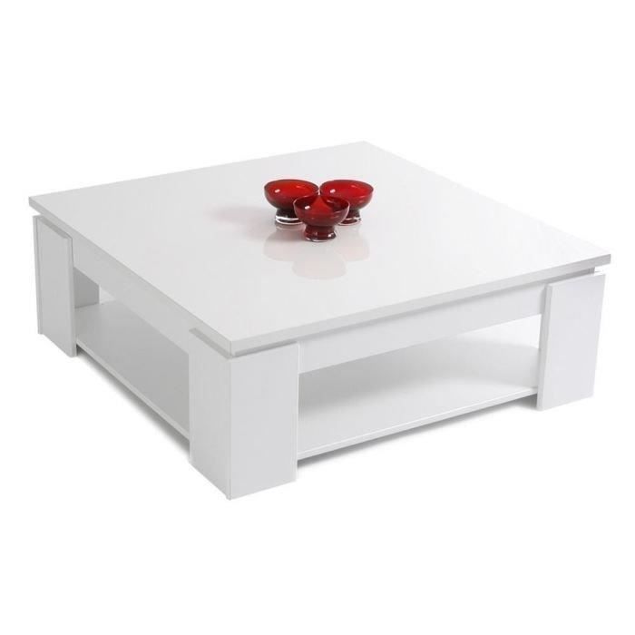 STREET Table basse carrée Blanc brillant   Achat / Vente TABLE BASSE