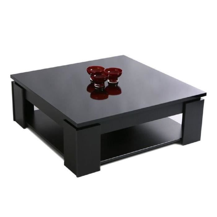 STRASS Table basse carrée Noir brillant   Achat / Vente TABLE BASSE