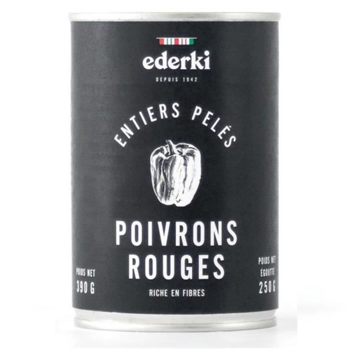 Ederki   Poivrons Rouges Pelés   Pelés et épépinés, ces poivrons