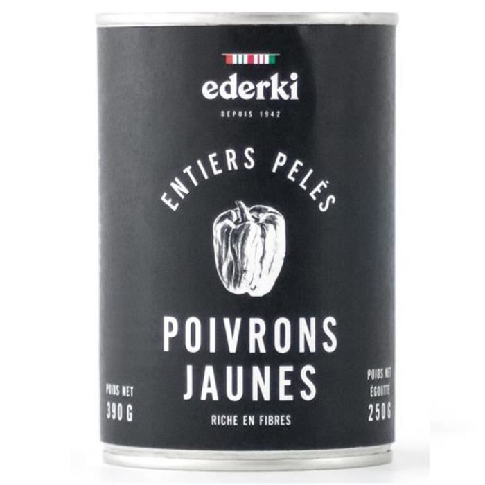 Ederki   Poivrons Jaunes Pelés   Pelés et épépinés, ces poivrons