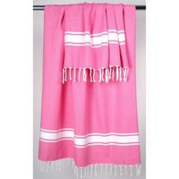 SERVIETTES DE BAIN Fouta à franges 100x200cm en toile FUSHIA SERVIETTES DE BAIN Fouta à franges 100x200cm en toile FUSHIA