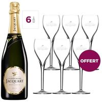 COFFRET CADEAU VIN 6 Jacquart Brut Mosaïque 75 cl + 6 flûtes offertes COFFRET CADEAU VIN 6 Jacquart Brut Mosaïque 75 cl + 6 flûtes offertes