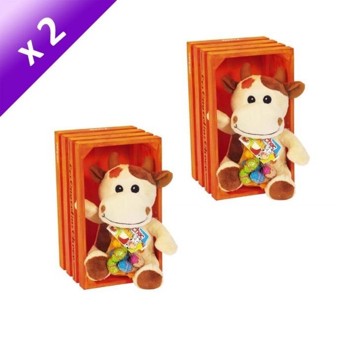 Lot de 2   FIZZY   Cageotins Choco Vache   Peluche Doudou toute douce