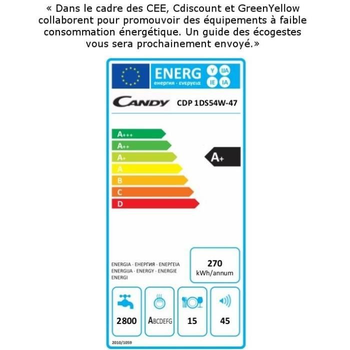  CDP 1DS54W-47 LL - Lave vaisselle posable - 152