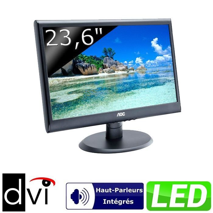 Ecran LED 23,6 Full HD   Résolution 1920x1080 pixels   Temps de