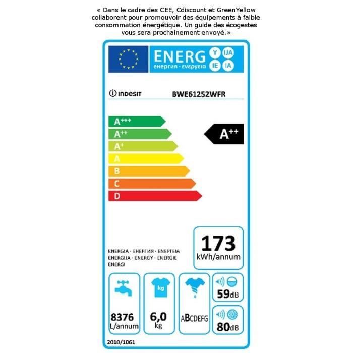  BWE 61252 W FR - Lave linge frontal - 6kg - 12001