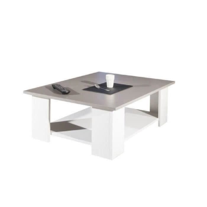 CHERRY Table basse blanche et taupe 81x61x35cm   Achat / Vente TABLE