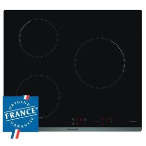 BRANDT BPI6310B - Table de cuisson induction - 3 zones - 4600W - L58 x P51cm - Revêtement verre - Noir BRANDT BPI6310B - Table de cuisson induction - 3 zones - 4600W - L58 x P51cm - Revêtement verre - Noir