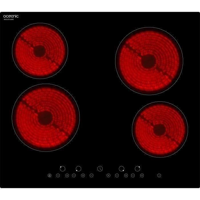  TV4ZSE Table cuisson vitrocéramique-4 zones-6000W-L59xP52cm-Revêtement3